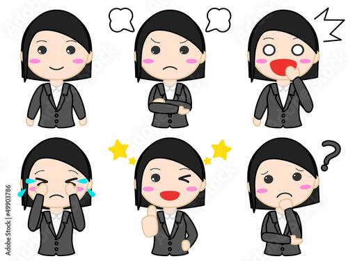 スーツ女性イラスト　表情