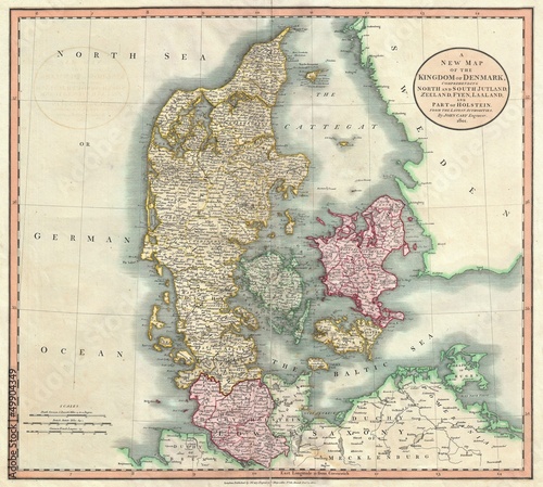 Canvas Print Denmark old map
