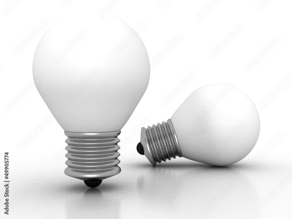 Two light bulbs on white background Two light bulbs on white background
