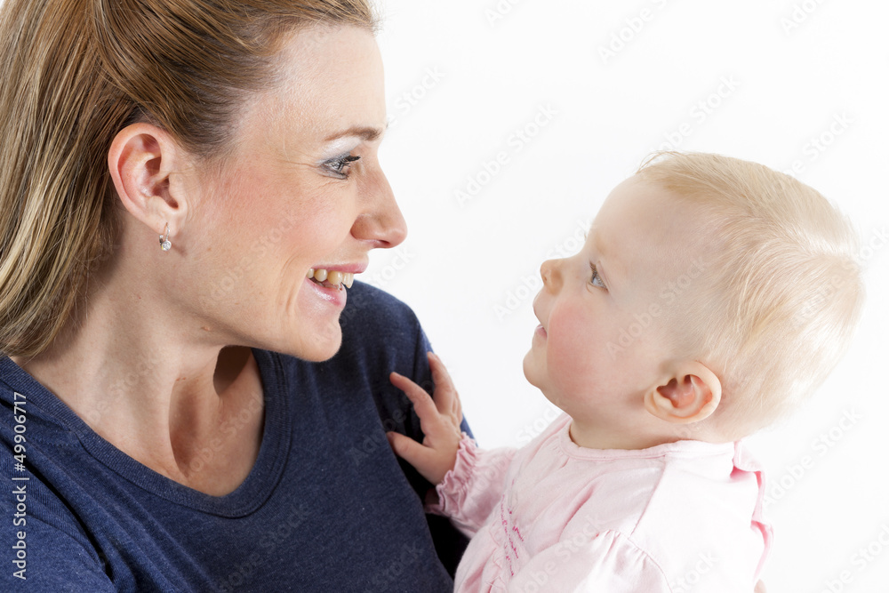 portrait of mother with her baby girl portrait of mother with her baby girl