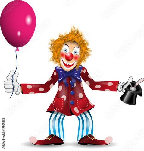cheerful clown with a rabbit in the hat