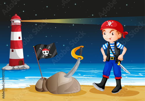 A pirate near the lighthouse
