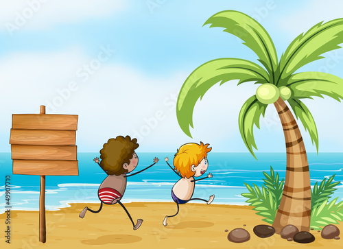 Children having fun at the beach
