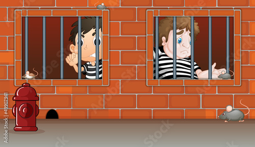 Two boys inside the jail