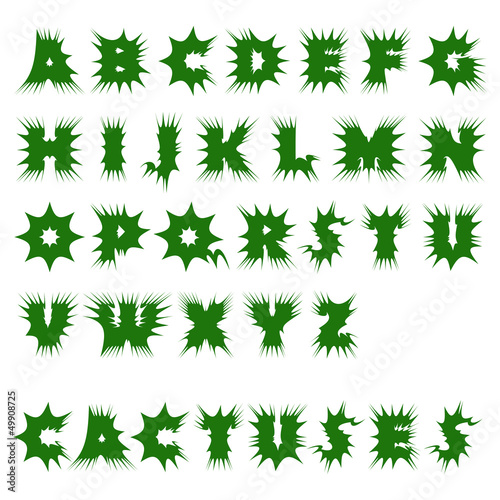 Font alphabet cactuses