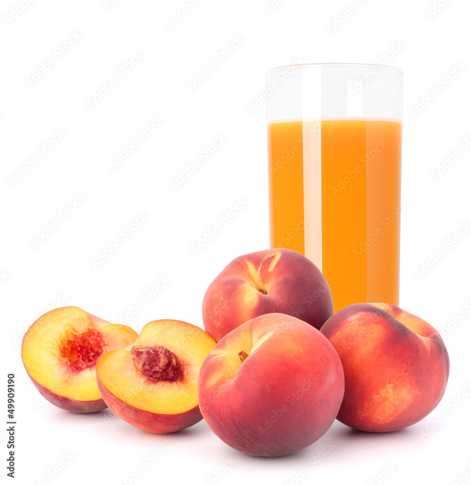 Peach fruit juice in glass Peach fruit juice in glass