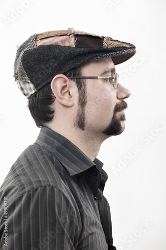 Good Looking Young Man profile Portrait on white
