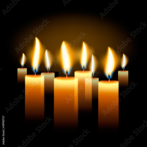 Burning candles holiday background, vector Eps10 illustration.
