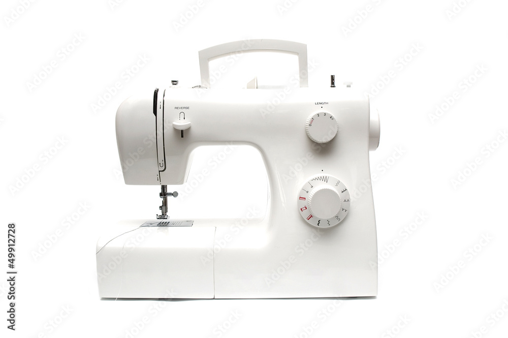 Modern sewing-machine on white background