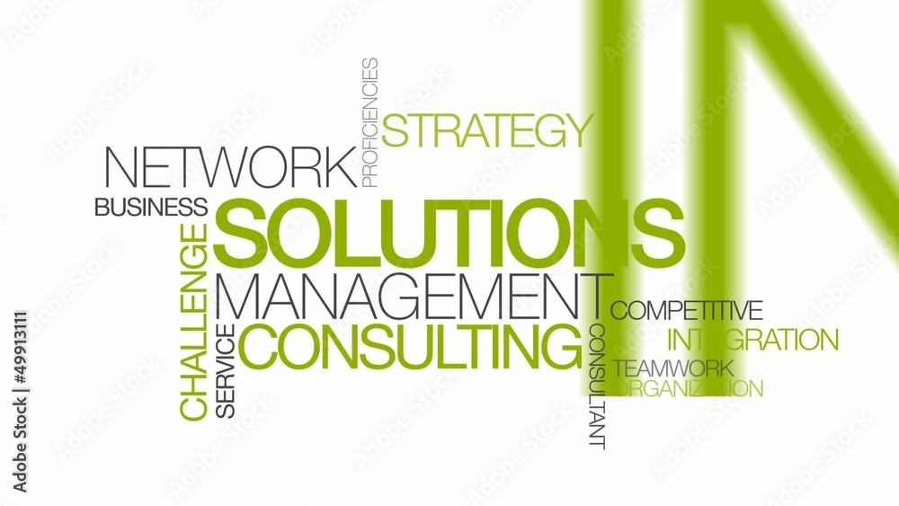 Network Solutions management consulting word tag cloud animation