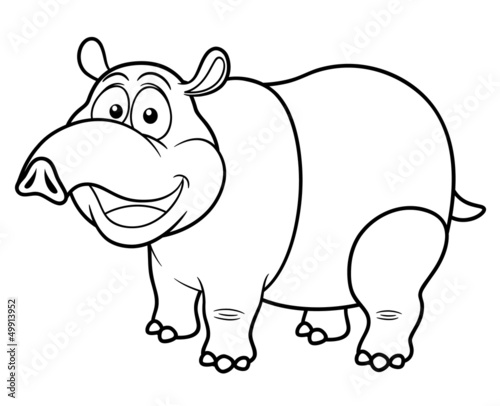 illustration of cartoon tapir - Coloring book
