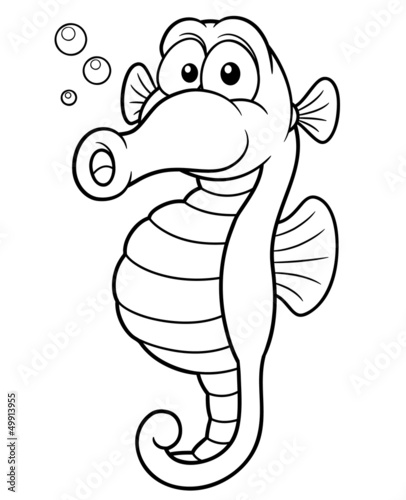 illustration of seahorse cartoon - Coloring book