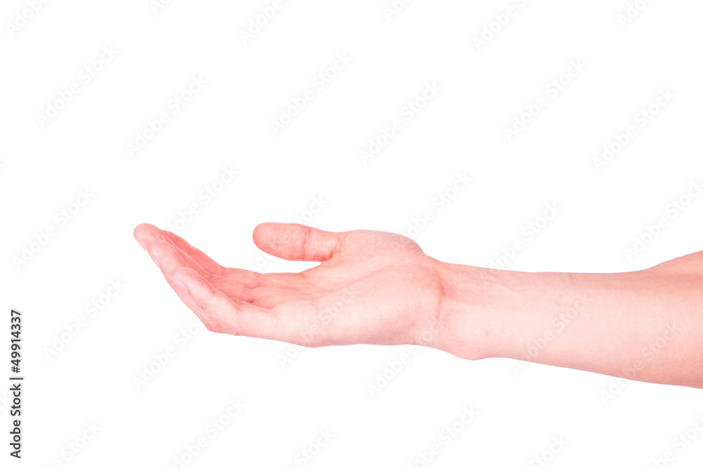 Empty male hand. Asking for help or suggesting help concept. Empty male hand. Asking for help or suggesting help concept.