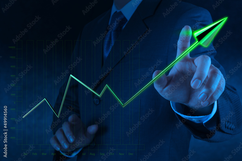 businessman hand drawing virtual chart business on touch screen businessman hand drawing virtual chart business on touch screen