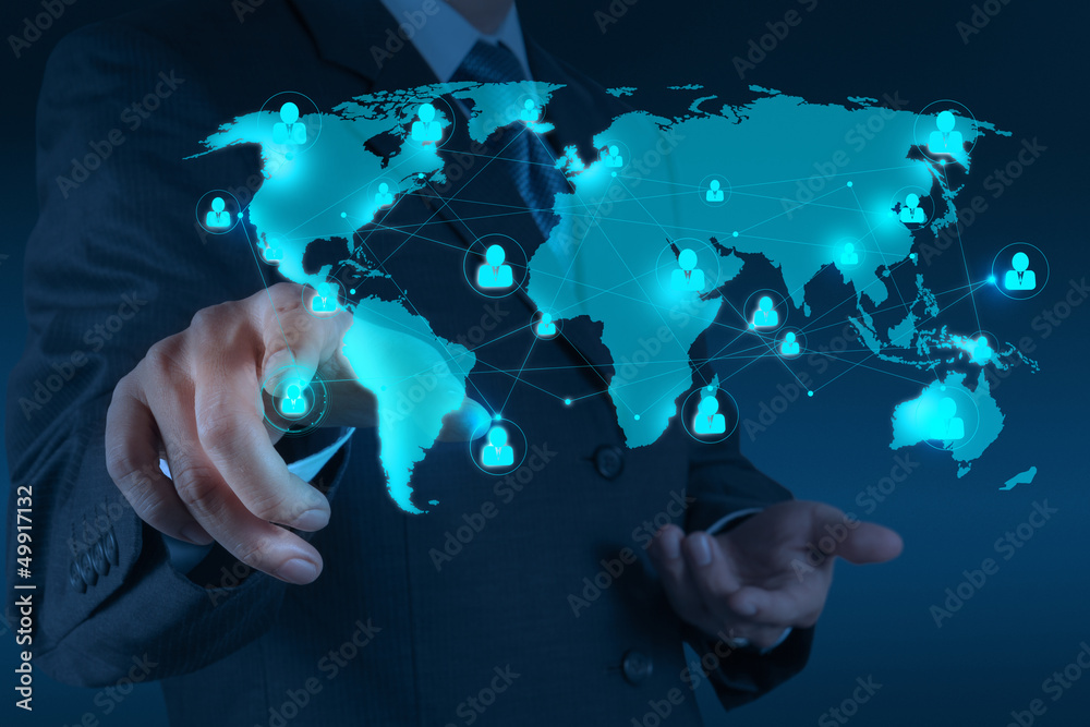 businessman working with new modern computer show social network businessman working with new modern computer show social network