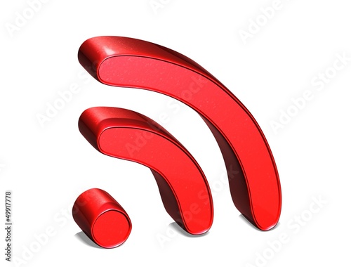 3D Rss Red Sign on white background photo