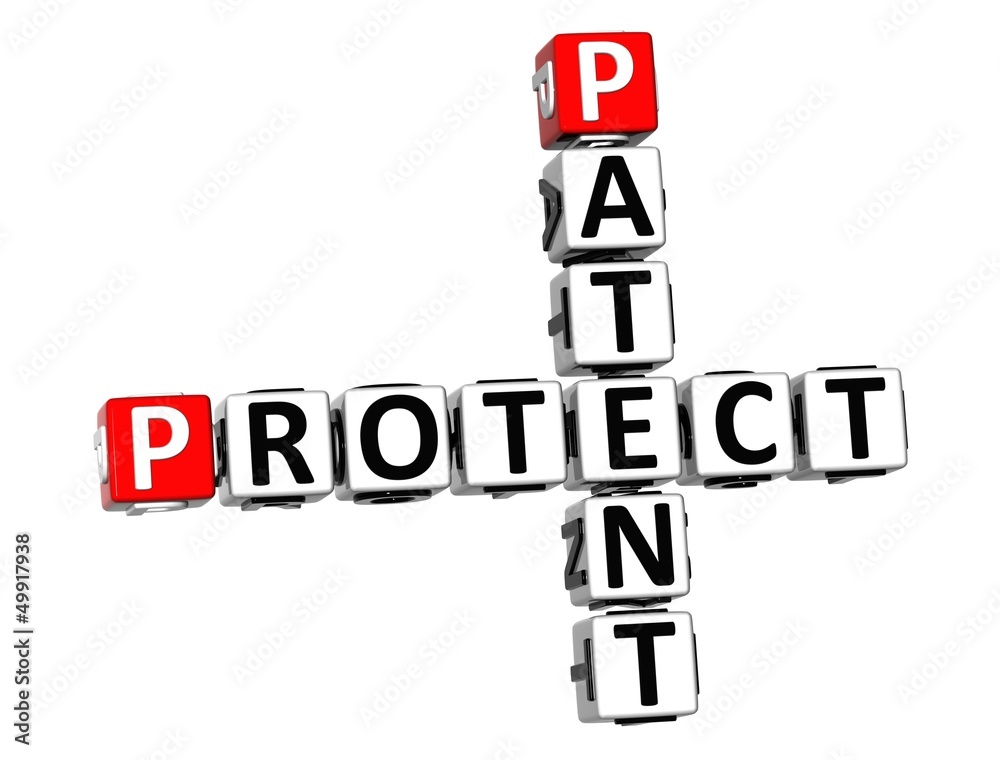 3D Patent Protect Crossword on white background 3D Patent Protect Crossword on white background
