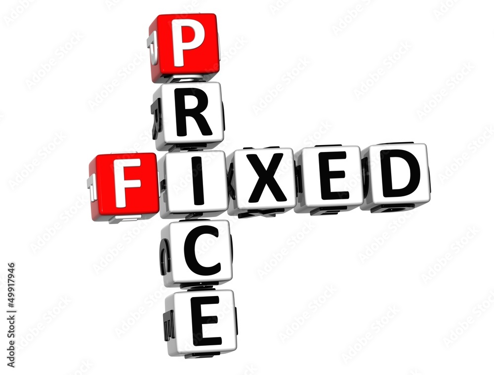 3D Fixed Price Crossword on white background 3D Fixed Price Crossword on white background