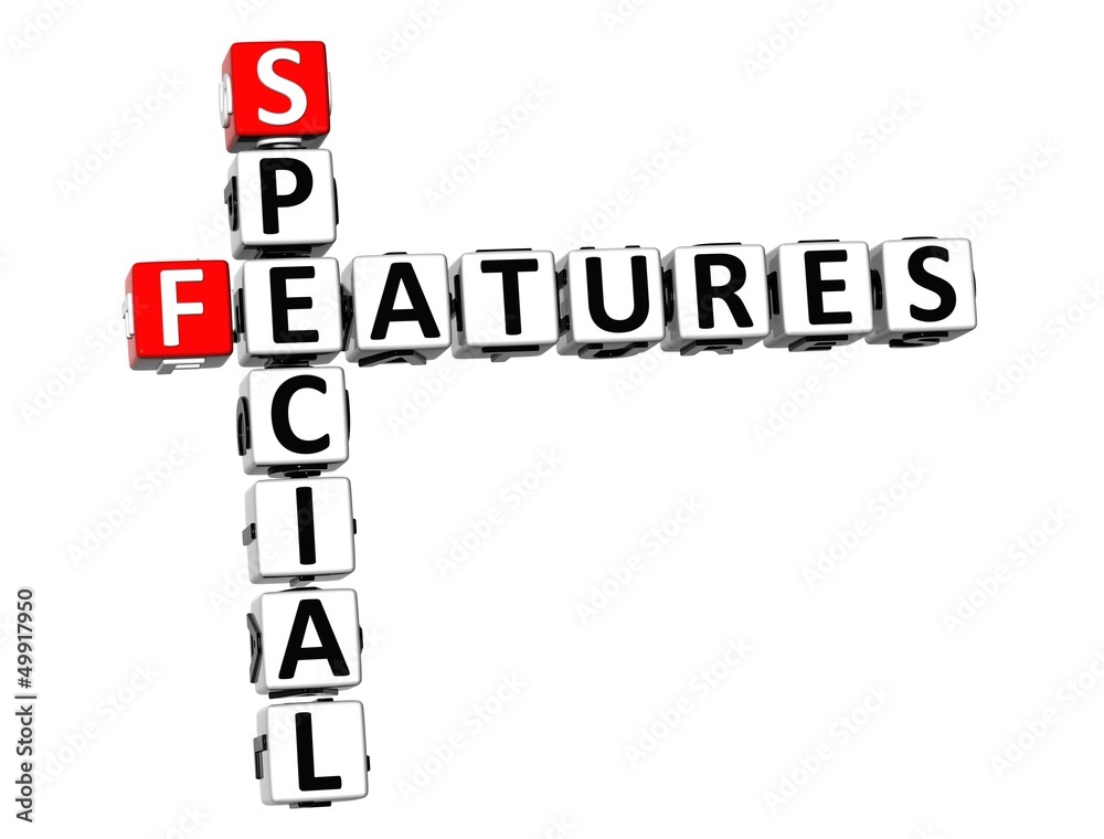 3D Special Features Crossword on white background 3D Special Features Crossword on white background