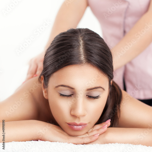 Young Woman Enjoy Back Massage