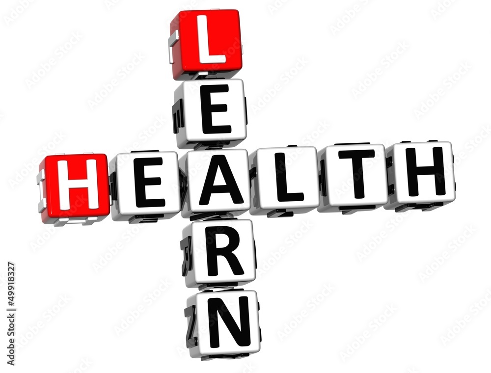 3D Learn Health Crossword on white background 3D Learn Health Crossword on white background