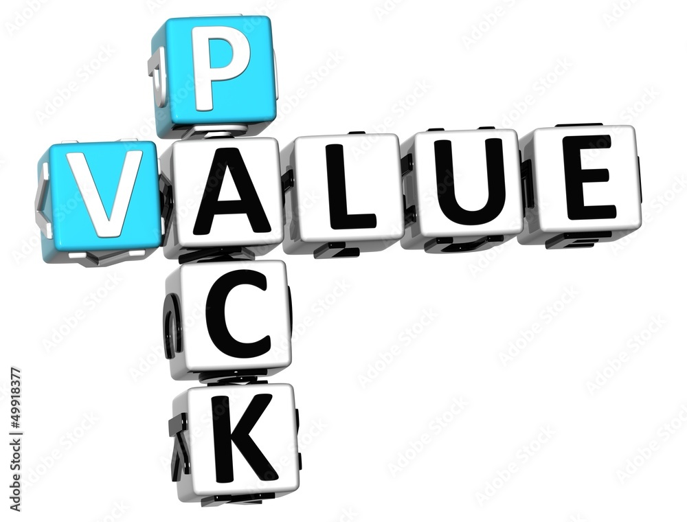 3D Pack Value Crossword on white background 3D Pack Value Crossword on white background