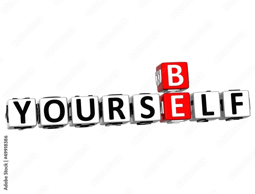 3D Be Yourself Crossword on white background 3D Be Yourself Crossword on white background