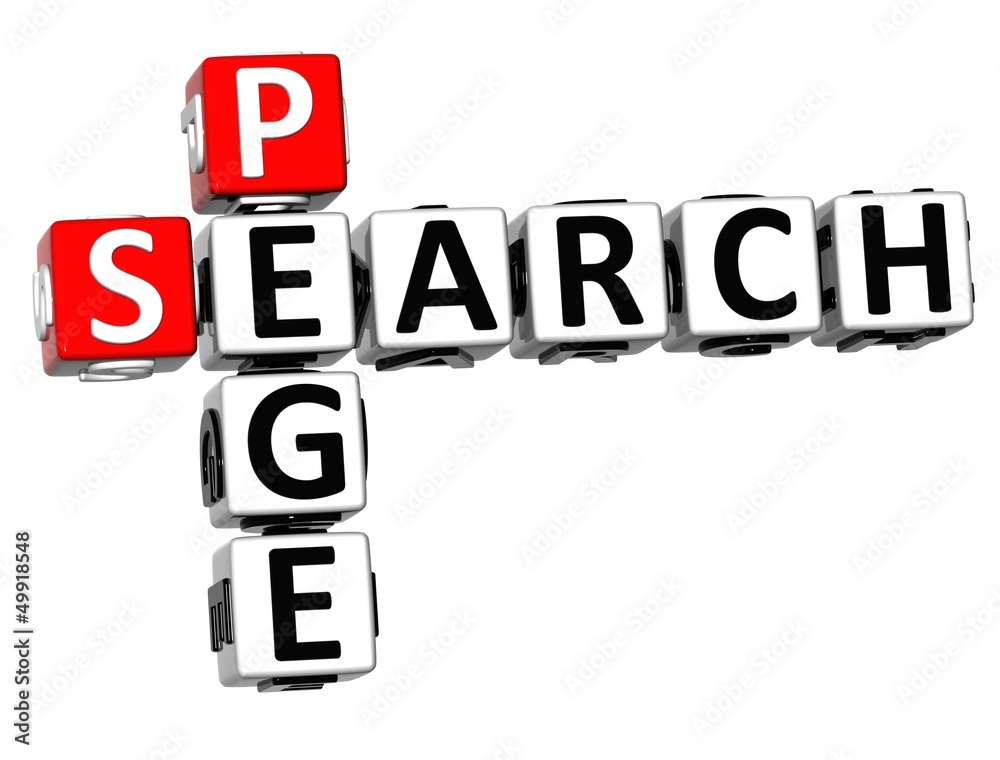 3D Search Page Crossword on white background