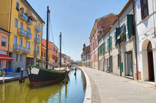 Panoramic view of Comacchio. Emilia-Romagna. Italy.