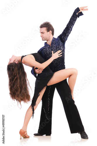 Pair of dancers isolated on the white