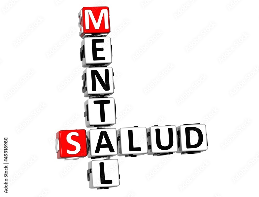 3D Mental Health (Mental Salud) Crossword on white background 3D Mental Health (Mental Salud) Crossword on white background