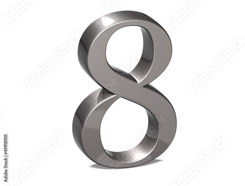 3D Set Silver Number on white background