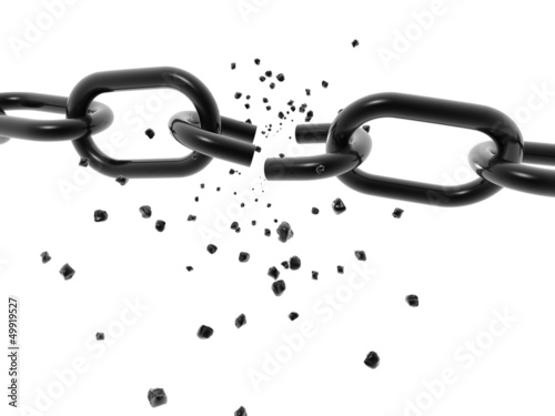 3D chain breaking - isolated over a white background