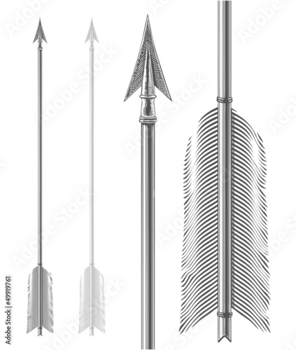 Vintage arrow in engraving style