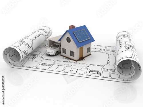 Architecture model house with garage