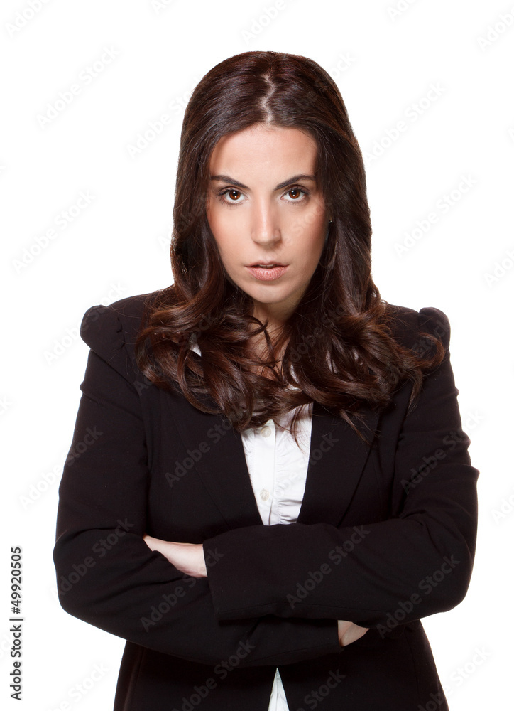 Serious Woman on white background Serious Woman on white background