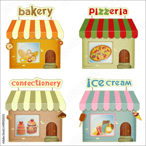Set of Cartoon Shops