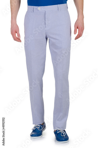 Fashion concept with trousers on white