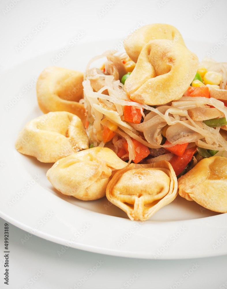 Deep fried asian noodles with vegetables Deep fried asian noodles with vegetables