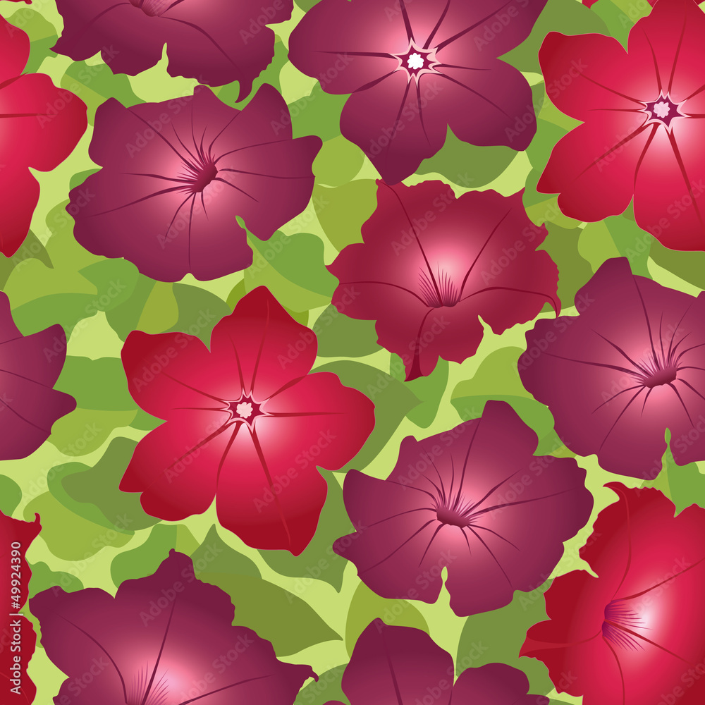 floral seamless pattern. red and purple flowers background