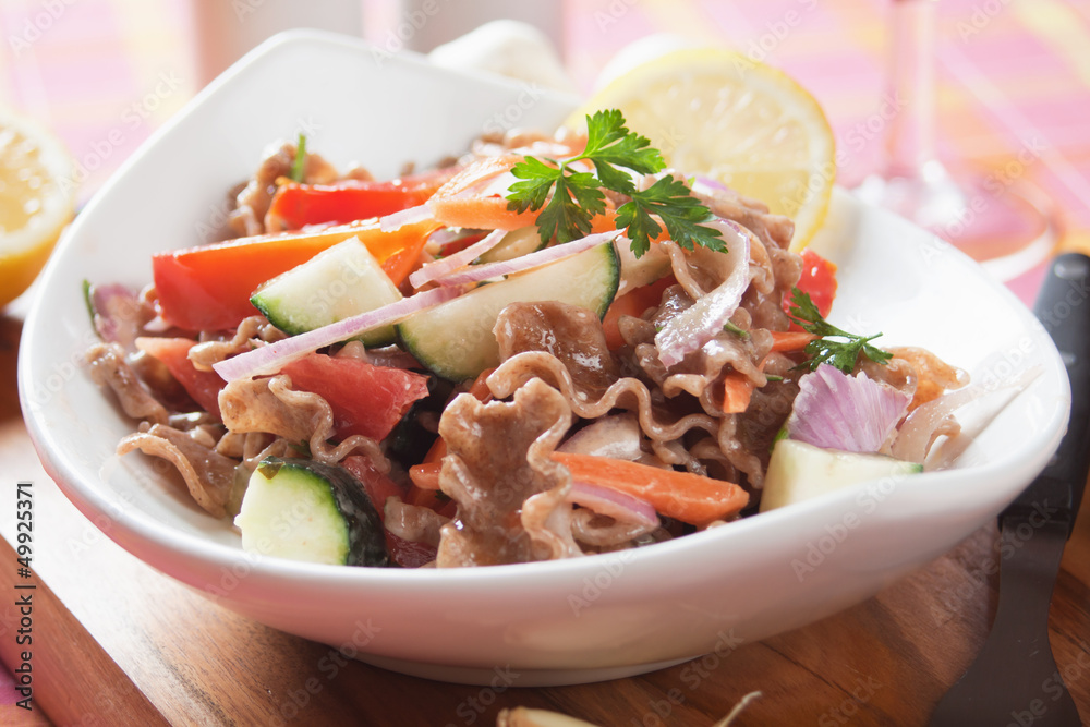 Vegetable salad with wholegrain pasta Vegetable salad with wholegrain pasta