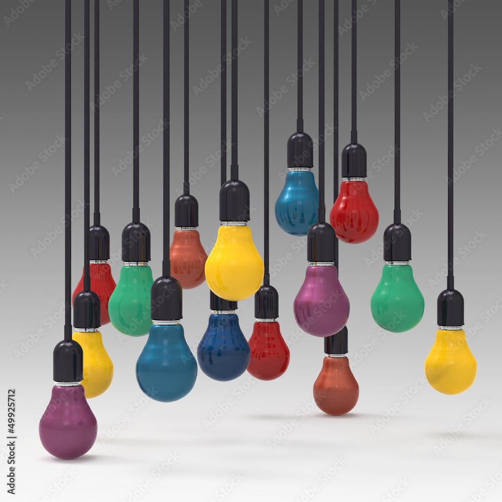 creative idea and leadership concept  colors light bulb