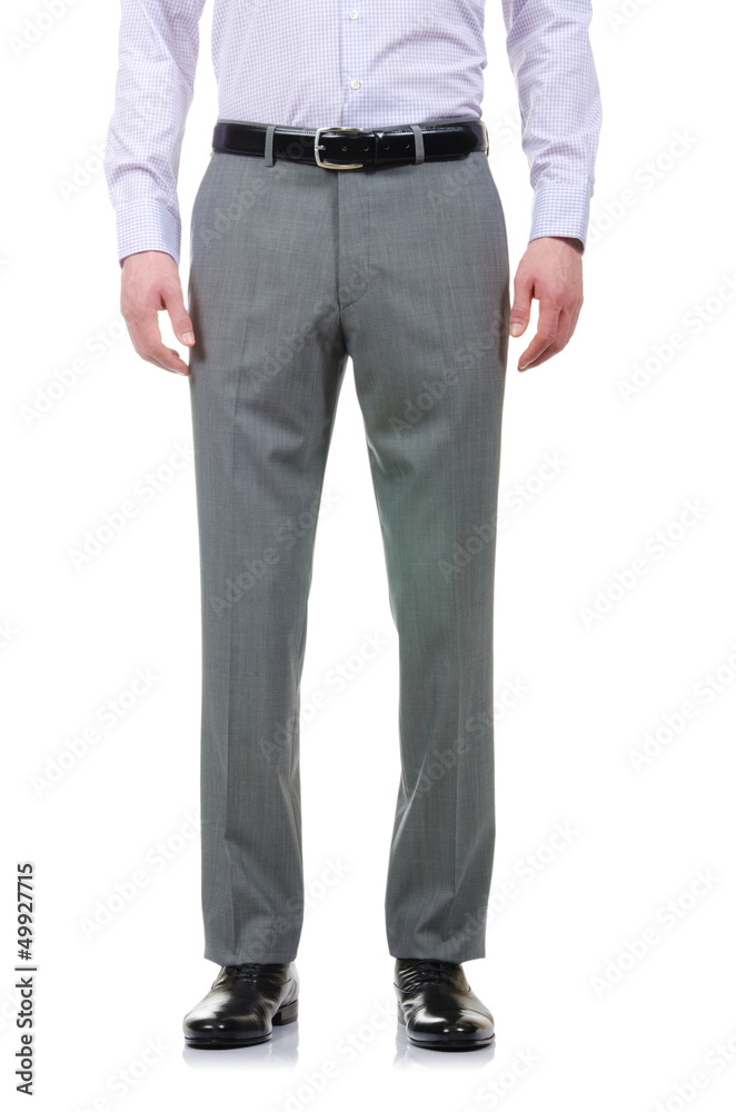 Fashion concept with trousers on white Fashion concept with trousers on white