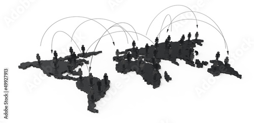 Fototapeta Naklejka Na Ścianę i Meble -  social network human 3d on world map
