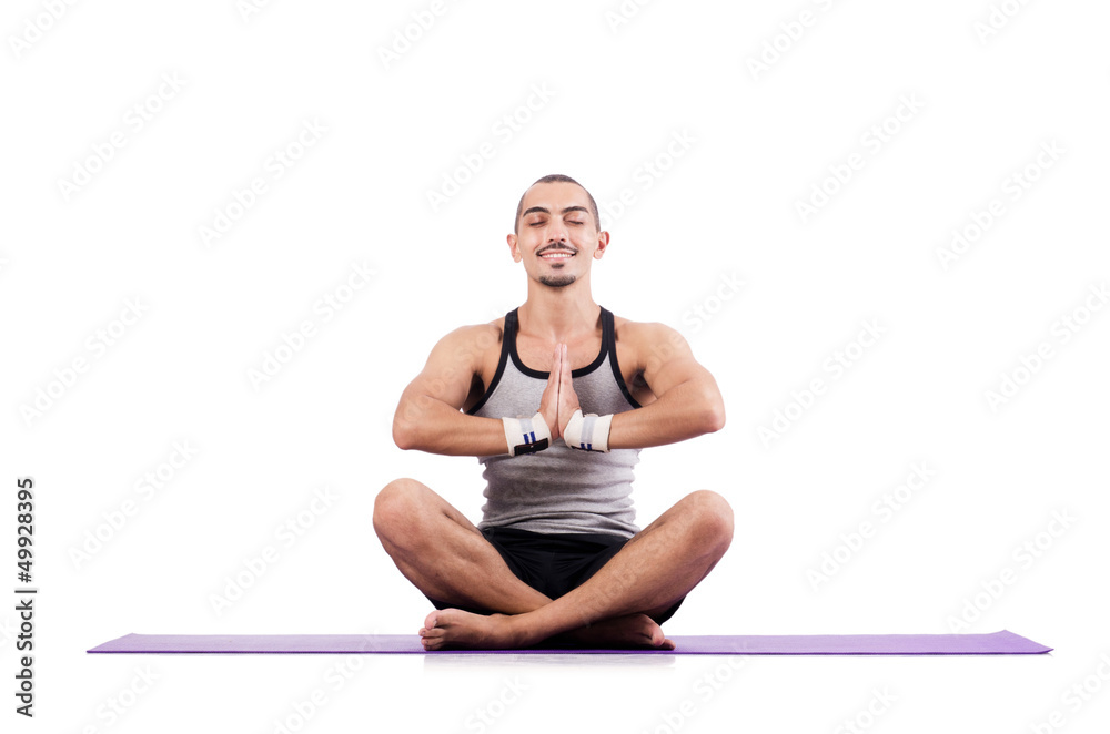 Man doing exercises on white Man doing exercises on white
