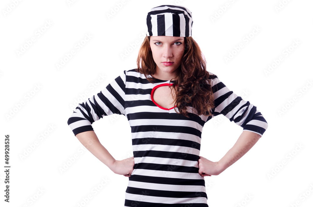 Convict criminal in striped uniform Convict criminal in striped uniform