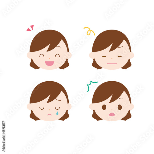 表情集 茶髪パーマの若い女性 Stock Illustration Adobe Stock 表情集 茶髪パーマの若い女性 Stock Illustration Adobe Stock