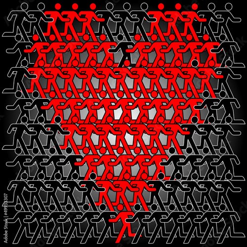 Cuore rosso su sfondo nero