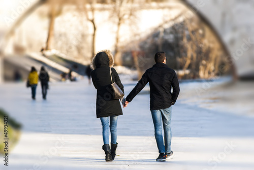 Young couple walking