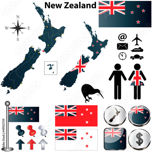 Fotografie, Obraz New Zealand map